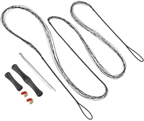 PATIKIL Remplacement de Corde d'arc avec 2 Points D'Encoche, Protège-Doigts pour Corde d'arc AMO 66, 12 Brins, Corde d'arc Classique Traditionnelle, Noir