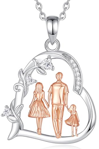 EUDORA Harmony Ball Mutter Tochter Kette für Damen 925 Sterling Silber, Mama Kind Oma Anhänger Halskette Mütterliche Liebe Schmuck, Muttertag Geschenk für Frauen Mutter Tochter Ehefrau Oma, 45cm