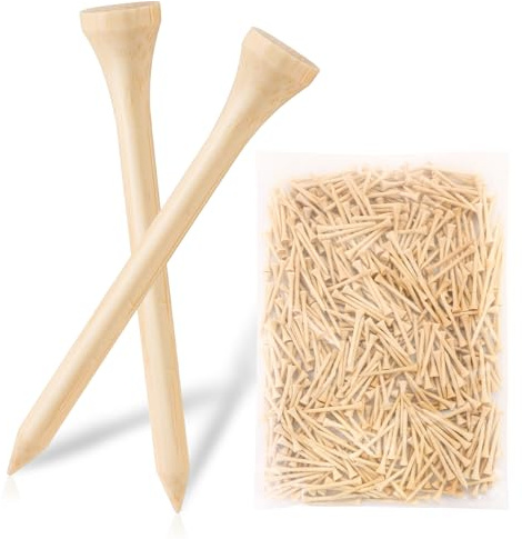 weyleity Bamboo Golf Tees 500 PCS 2-3/4 inch Length | Bamboo Golf Tees, 7X Stronger Than Wood Golf Tees, Reduce Friction & Side Spin (2-3/4(500 Pack))