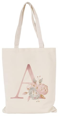 GlasFlength Stoffbeutel Bedruckt, Watercolor Anfangsbuchstabe Baumwolltasche 30x40 cm Baumwolltaschen Canvas-Stoff Einkaufstasche Tragetasche Henkel 50cm Alltagstasche Jutebeutel