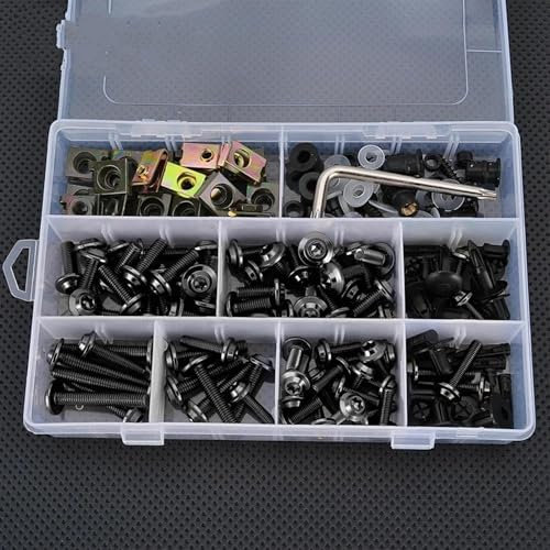 HDSNWG boîte à Outils Kit de vis de carénage de Moto, écrou de Corps pour YZF R1 R1M R15 R25 R3 R6 R125 R15 R25 MT-07 MT-09 MT-10 FZ6 FZ8(Black)