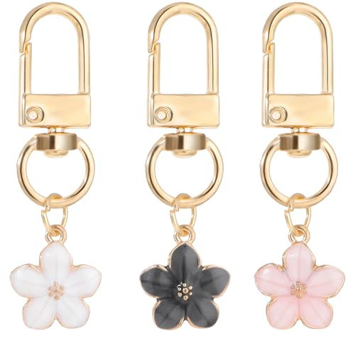Blume Schlüsselanhänger Mädchen，Mabor 3 Stück Taschen Anhänger Mini Bag Charms Taschenanhänger Damen Süße Schlüsselanhänger Damen Blumen Keychain Aesthetic Bag Charms Cute Geschenke für Frauen