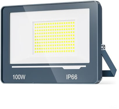 TOPAUBUB Focos LED Exterior 100W 10000LM 1 Piezas - Focos de Proyector LED Exterior Potente 6500K Blanco Frio IP66 Impermeable para Jardin Patio