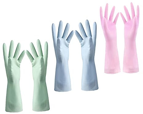 minkissy 3paare Gummihandschuhe Für Küchenarbeiten Und Dünn Spülhandschuhe Für Geschirrspülen Schutz Für Hände Beim Wäschewaschen Und Gärtnern Langlebig Und Praktisch