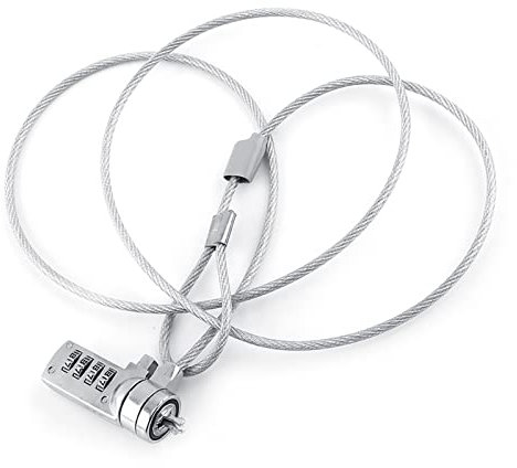 Aumotop Candado de Seguridad con Combinación para Ordenador Portátil, Cadena de Cable, Disuasorio Antirrobo, Contraseña de 4 Dígitos, Notebook, PC, Plateado, 43,3 Pulgadas