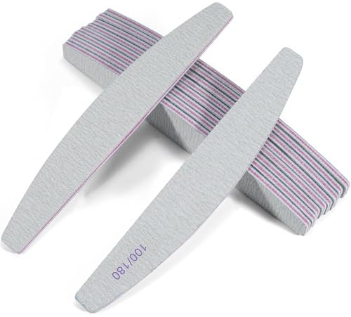 20 Pezzi Lima per Unghie, Lime per Unghie 100 180 Professionale Doppia Faccia lavabile, Riutilizzabile Lima Unghie Mezza luna Bilaterale Strumenti per Uso Domestico e Salone