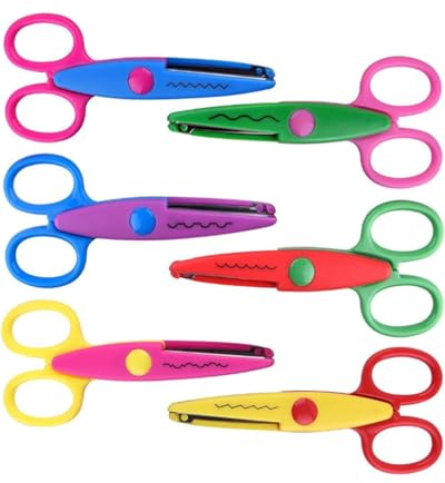 TPZORJX Tijeras para niños - Juego de 6 piezas con corte en zig zag, serradas para cursos de artesanía - 6 tipos de dientes de encaje