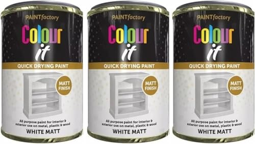 MIXEL White Matt Tin Paint, DIY enthusiasts, Quick-Drying Formula, Easy-to-Apply, Long-Lasting, Perfect for Wood, Metal, Walls, Interior and Exterior Use, 300ml, (3 Pcs)