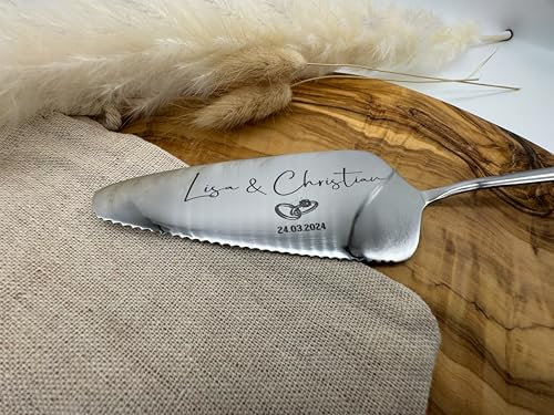 DNellyDesign Tortenheber & Tortenmesser personalisiert|Tortenheber Hochzeit|Kuchenschaufel|Hochzeitsgeschenk|Hochzeit|personalisiertes Geschenkset|Kuchen (Design 3, Schwarz)