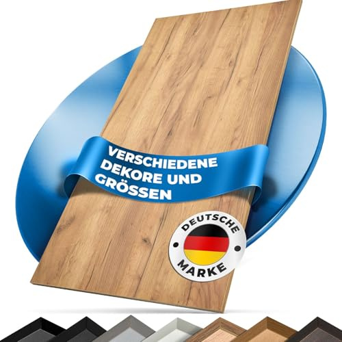Tischplatte 140x80 | Arbeitsplatte, Küchenplatte, Schreibtischplatte aus Holz | Dekorplatte in Holz-Optik oder Unidekor für Tischbau | Esstischplatte, Küchenarbeitsplatte, Bürotisch & mehr