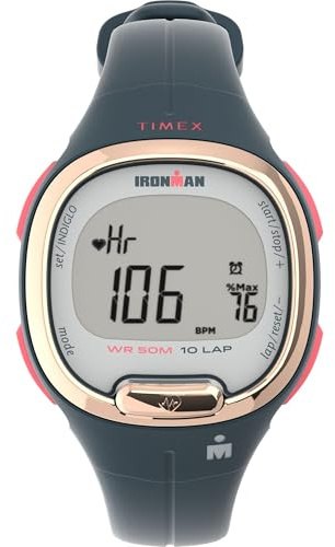 Timex Ironman Triathlon Transit+ Montre avec Suivi d'activité et fréquence Cardiaque 33 mm - Bleu Marine avec Bracelet en résine