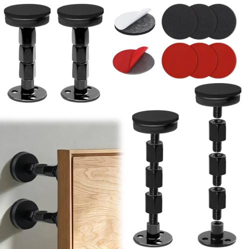 BEASAFY 4 Stück Kopfteil Stopper Abstandhalter Wand, 25-110mm Adjustable Bett Abstandshalter Wand, Schwarz Anti Shake Bett Stabilisator für Betten Sofas Schränke