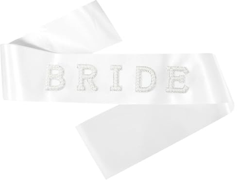 YIZHIXIANGQ Braut Schärpe, Hochzeit Schärpe Braut, Schärpe Bride Weiß, Junggesellenabschied Schärpe, Frauen Junggesellinnenabschied, Bachelorette Party Accessories für Damen, Brautparty, Hochzeit