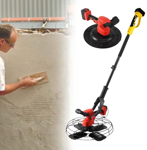 Aplanadora De Cemento EléCtrica De 900 W, Pulidora Profesional Para Paredes, Llana Para Yeso, Mortero, Cemento Y Masilla, Con PéRtiga De ExtensióN Desmontable De 159 Cm, 300 Rpm,30000mah