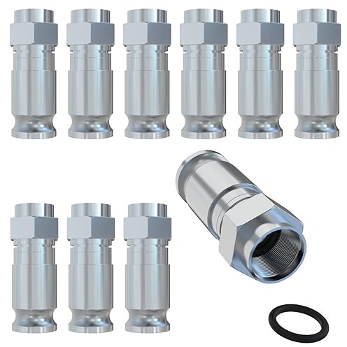 tsnetworks F Stecker 10 STK, Antennenstecker Koaxialkabel, Kompressionsstecker, Sat Stecker für innen & außen, Koax Stecker, für Kompressionszange