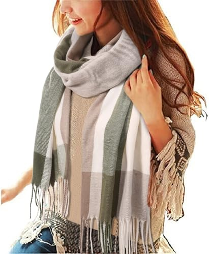 Tuopuda Schal Damen Winter Herbst Oversized Kaschmir Quadratisch Deckenschal Karo Tartan Streifen Plaid Muster Herbstschal Winterschal lange Weich Wraps