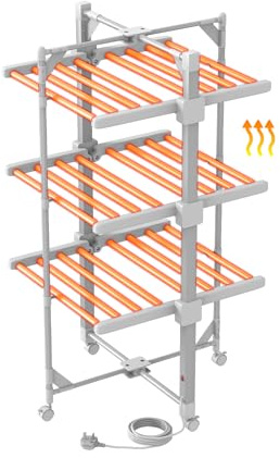 Innotic Heated Clothes Airer，220W Electric Clothes Drying Rack, indoor Clothes Dryer， Energy Saving Rustproof Aluminium Drying Rack 62CM x 59.5CM x 111CM(Small)
