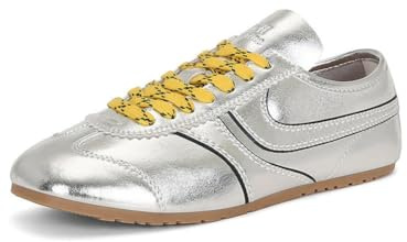 Damskor i retrostil platta mockaskor damskor för promenader tennis fitness studenter Silver Numeric_35