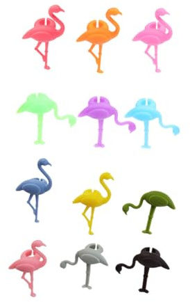 TOYZFRIENDY 12 Piezas Marcador de Copa de Vino de Flamenco identificador marcadores de Bebida Divertidos Nombre Marcador de identificación de Vidrio Signo de Copa de Cristal Color Aleatorio