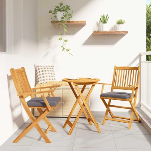 Frdhee Gartenstühle, Innenhof Außenstühle, Bistrostuhl, Außen Stühle, Klappstuhl 2 pcs Grau 49 x 57,5 x 92 cm Massivholz Akazie Für Schwimmbad Hinterhof Ferienhäuser
