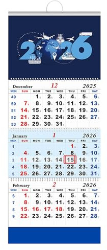 Calendario Da Parete 2026 - Calendario Verticale Da 3Mesi, Agenda Annuale Per Casa, Uffici, 33 * 83,5 * 1 Cm