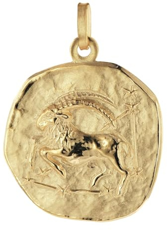 trendor Anhänger Steinbock Sternzeichen 925 Silber Vergoldet ⌀ 20 mm | wunderschönes Schmuckstück für Damen und Herren, elegante Geschenkidee