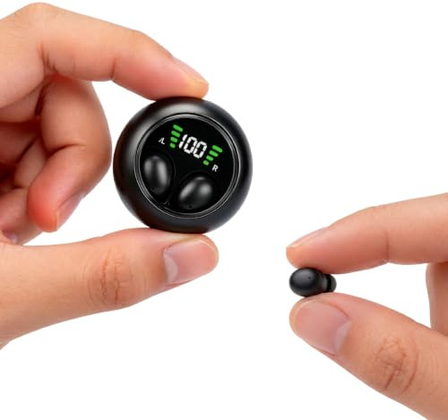 Xmenha Petits mini écouteurs invisibles sans fil Bluetooth les plus petits écouteurs discrets cachés pour le travail, micro profil bas, oreillette invisible pour les petits canaux auditifs
