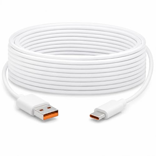 Leloco USB C Ladekabel 5m Weiß, USB auf USB C für Sicherheitskamera | Extra langes 5m USB C Kabel, ideal als Schnellladekabel für Xiaomi Smart Camera C400/C500 und EZVIZ Smart Home Kameras.