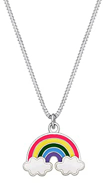 Elli Halskette Kinder Regenbogen Wolke Anhänger mit Emaille Bunt 925 Silber