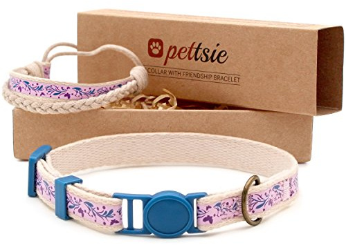 Pettsie Katzenhalsband und Freundschaftsarmband Set, Lila, 19-29 cm