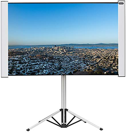 celexon Dual-Format-Stativ-Leinwand Mobil Expert 80 & 70 | 16:10 & 4:3 | 172x108 & 144x108cm Silber-weiß | 8K 4K Full HD 3D | für spontane Projektionen mit Ihrem Beamer | inklusive Transportgriff