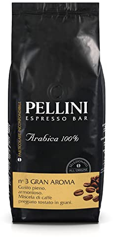 Pellini N.3 Gran Aroma, Caffè in Grani per Espresso 1kg, Miscela 100% Arabica dal Gusto Deciso e Armonioso, Caffè in Chicchi a Tostatura Lenta
