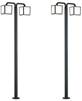 LED-mastlampor med 2 lampor, set om 2, fyrkantig golvlykta, höjd 200 cm, IP54 – mångsidig utomhusbelysning för hem och trädgård
