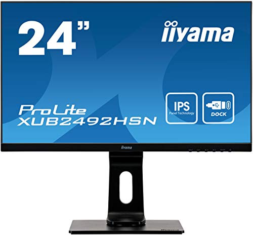 iiyama Prolite XUB2492HSN-B1 60,5cm 24 IPS LED-Monitor FullHD HDMI DisplayPort in/Out DaisyChain USB3.0 USB-C Dock 65W LAN Ultra-Slim-Line Höhenverstellung Pivot schwarz