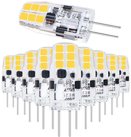 Hanbaak G4 LED Bulb, G4 12V Bi Pin Base 20W Halogen Bulb Replacement, Daylight White 6000K Non-Dimmable, 10-Pack