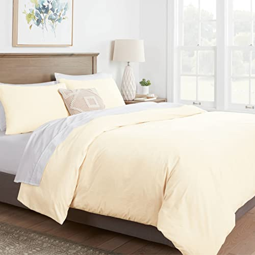Mayfair Linen Cal King/King Duvet Cover, 800 Thread Count Sateen 3 Pc Egyptian Cotton Duvet Cover Set, 100% Pure Cotton Comforter Cover, 2 Pillow Shams, Zipper Closure, 7 Corner Ties - (Ivory)