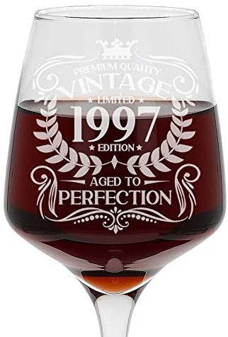 Always Looking Good Grand verre à vin gravé pour 28e anniversaire vintage 1997 Aged to Perfection - 400 ml