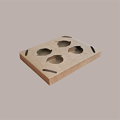 Lucgel Becherhalter aus Papier, Havanna, Naturbraun, 4 Löcher, für 4 Coffees, 220 x 175 x 25 mm, 100 Stück