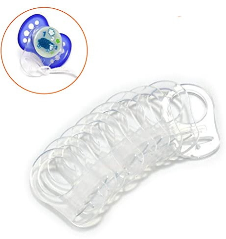 KAIAIWLUO Pacifier Ring Connector Transparent Silikonknopfring, 10er Pack Silikon Silikonring Silikonring für Schnullerkette Schnullerring für MAM NUK-Schnuller im Knopfstil Klar