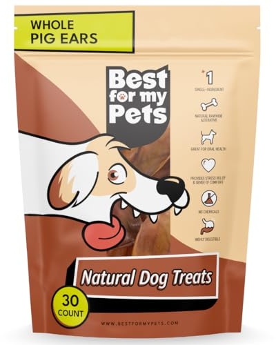 Best For My Pets Pig Ears for Dogs (Whole, 30 Pack), Simple, Satisfying, Healthy & Highly Digestible All Natural Pigs Ears Long-Lasting Dog Chews, Pork Dog Chew Treat