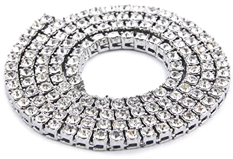 Stfery Kette Schmuck Herren, Kette Schmuck Silber 61CM Legierunghalskette 3MM Kastenkette Zirkonia Damen Geschenk Geburtstag