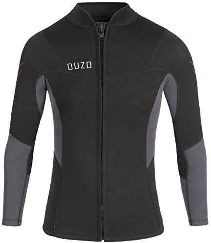 Wetsuit Top 3mm Wetsuit Jacket Men Front Zip Long Sleeve Diving Suit for Swimming Surfing Snorkeling Kayaking Scuba Diving TS3005-L