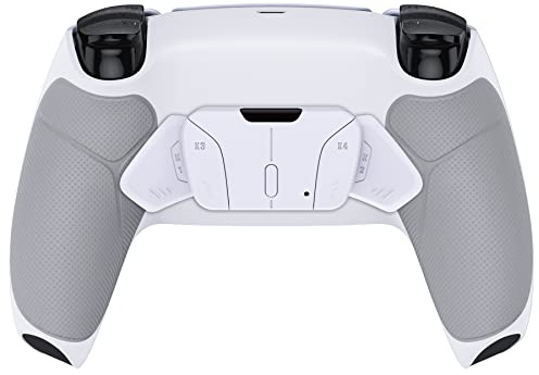 eXtremeRate Programmierbar RISE4 Remap Kit für ps5 Controller BDM-030/040/050, Remapper Board & Gummiert Grips Rücken Gehäuse/Case & Back Paddles Buttons für ps5-Weiß Grau