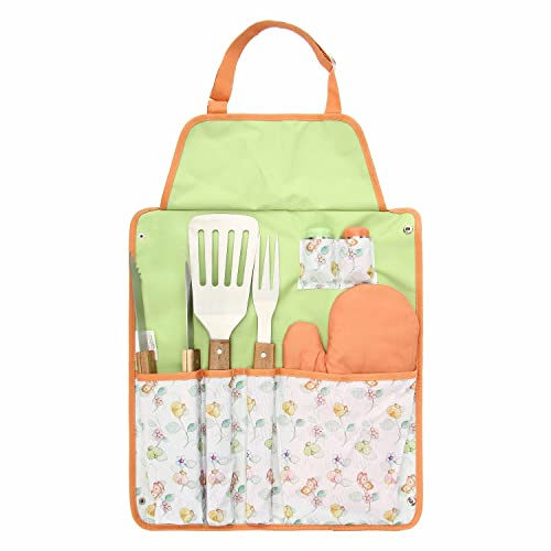 THUN Pasqua 2023, Set di Accessori per Grill Composto da Grembiule, Attrezzi Grill in Acciaio Inossidabile e Guantone, Linea Pasqua Favolosa, 5.8x4.5x5.6 cm h