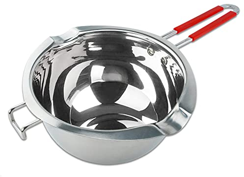 Aslanka Olla de Derretir de Acero Inoxidable, 1200ml Cazo Baño María Cuenco de fusión con asa Cazo Baño María Parte Inferior Plana Crisol de Chocolate Bol para fundir Chocolate o Mantequilla