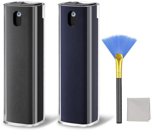 JiaTeums Screen Cleaner Spray 2 Stück, Bildschirmreiniger Laptop Display Cleaner Sprühflasche mit 10,5 ml Reinigungslösung für Telefone/Laptop/Tablet/Monitore & Autobildschirme (Grau+Blau)