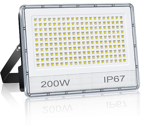 ANNIFUNLY LED Strahler Außen 200W 20000LM, Super Hell LED Fluter, LED Aussenstrahler 7000K Kaltweiß, IP67 Wasserdicht LED Scheinwerfer 230V, LED Außenstrahler für Terrassen Garten Garage Hinterhof