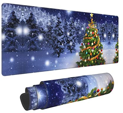 Mauspad mit Weihnachtsbaum-Druck, übergroßes Gummi-Mauspad mit starker Haftung, rutschfest und verschleißfest
