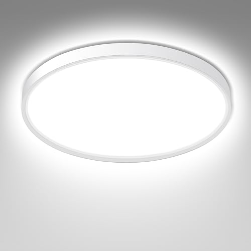 Ouyulong Plafoniera LED Soffitto, Plafoniere da Soffitto18W, Lampada da Soffitto 1620LM 4000K, Plafoniera Camera da Letto IP44 Rotonda Bianco Ø23cm per Bagno Soggiorno Cucina Ufficio Balcone (1PC)