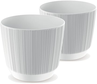 Tymar blomkruka, ytterkruka, 2-pack, blomytterkruka av plast, matta, rund form (ø 20 cm, (2-pack) vit)
